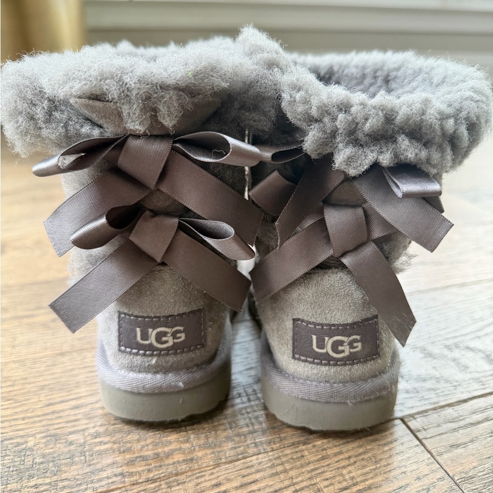 UGG Charcoal Boots with Satin Bows
